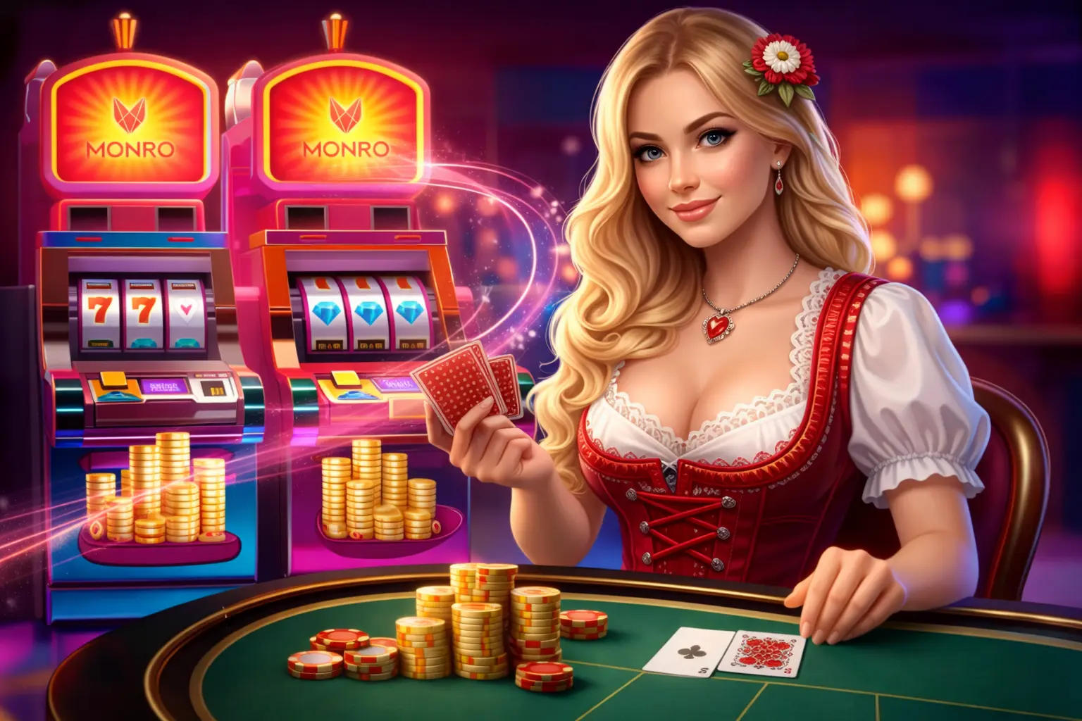 Online-Casino Atmosphäre mit Spielautomaten